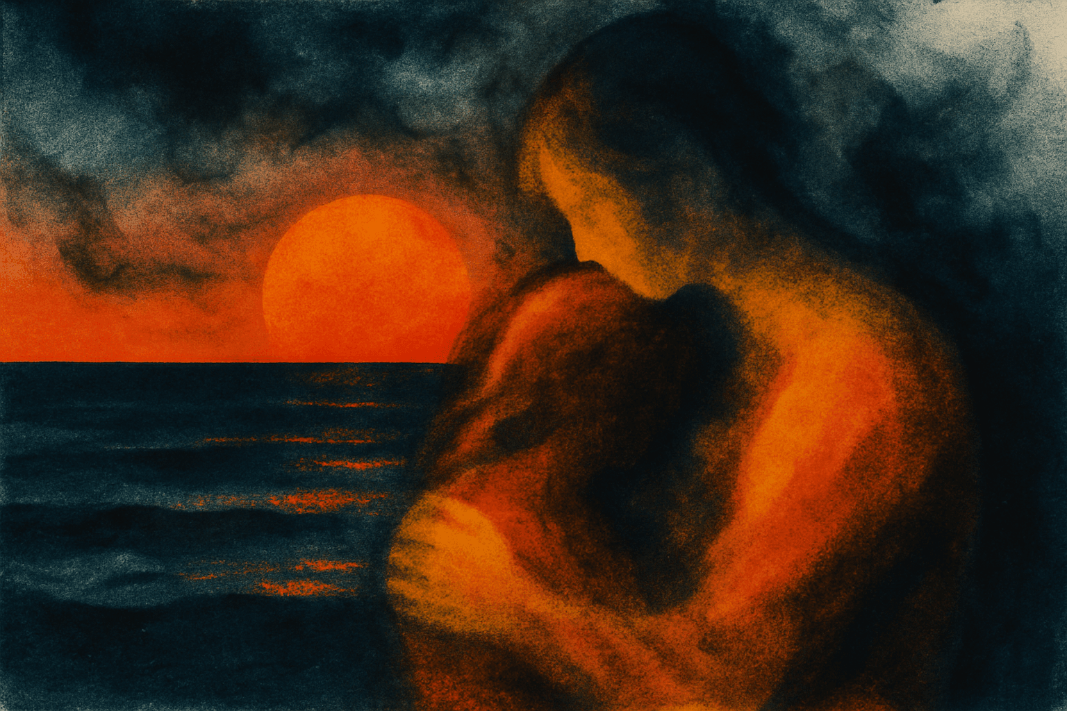 Visual interpretation of "Access Revoked": A girl skipped a stone across a crystal lake,; the ripples shatter the surface of your skin.