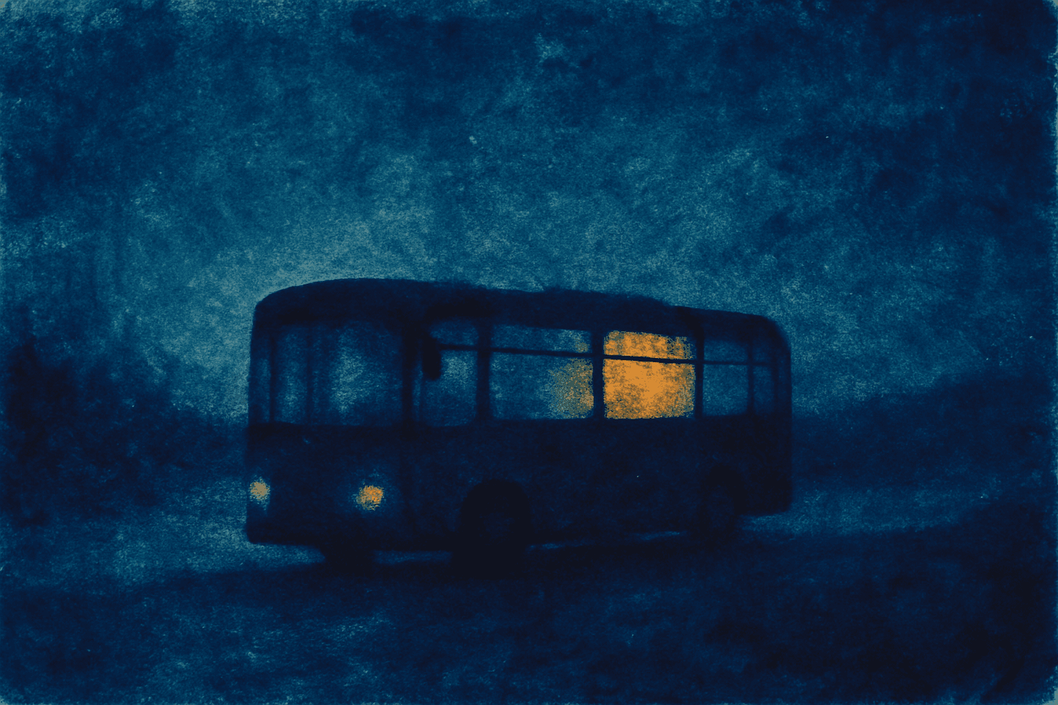 Visual interpretation of "The underground snake-ship,": The underground snake-ship,; The blue hour bus ride,