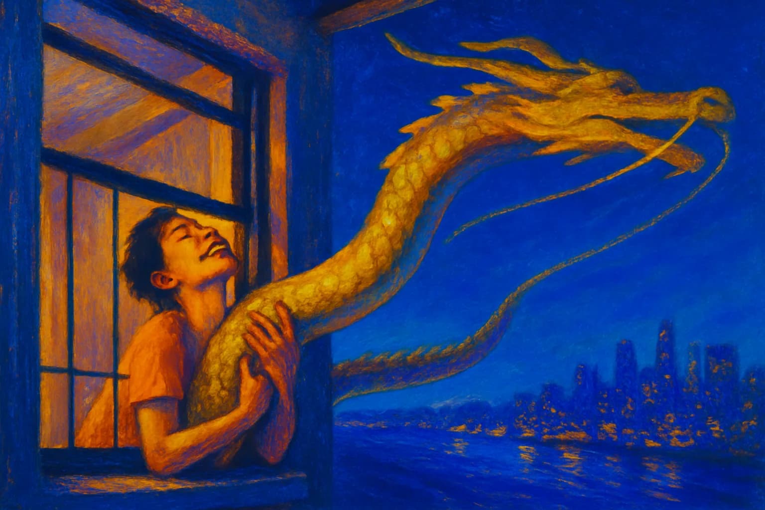 Artwork for "The Dragon's Neck", drawn from the lines: You never needed to have a voice; Those stories just came out