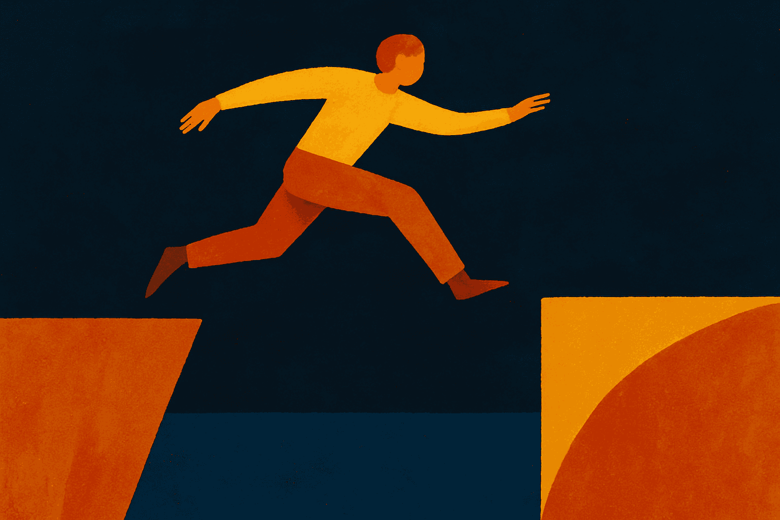 Visual interpretation of "A calculated leap across the darkness": Remember the vision; that came to you