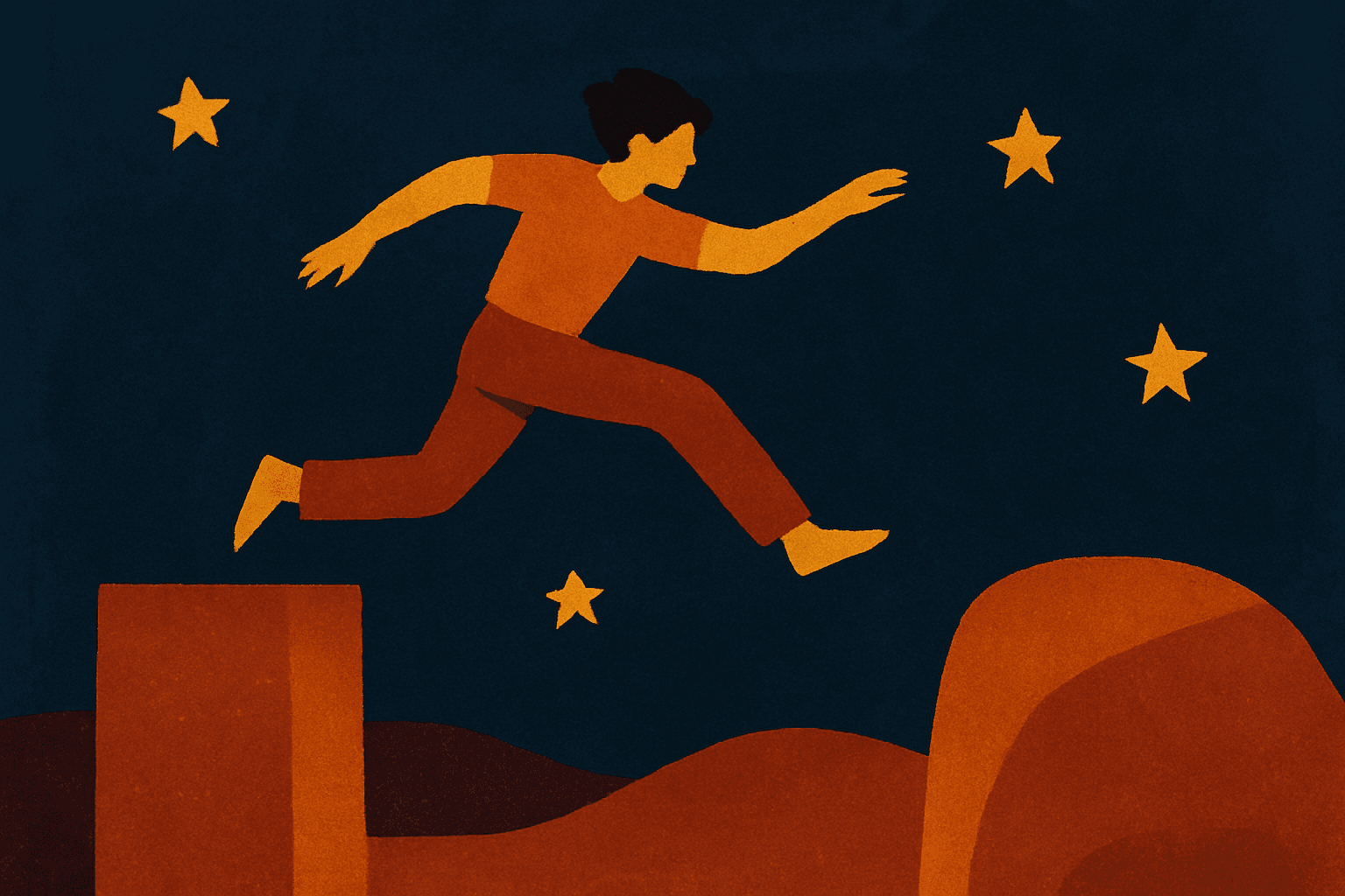 Visual interpretation of "A calculated leap across the darkness": Remember the vision; that came to you