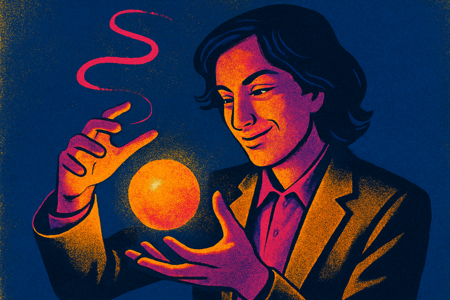 Visual interpretation of "Conceive the next magic trick": The energy you spent dismissing; Something too random to be