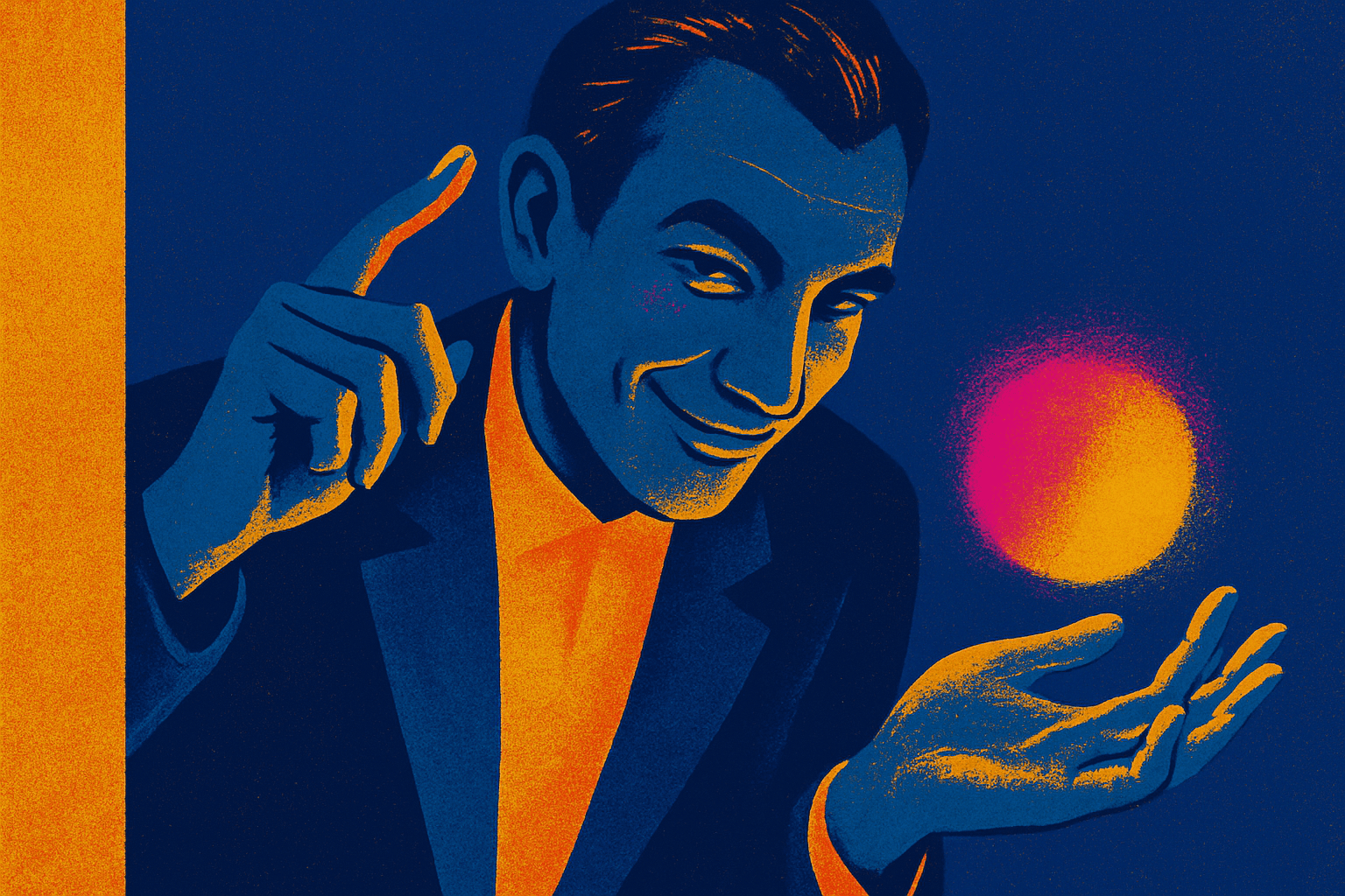 Visual interpretation of "Conceive the next magic trick": The energy you spent dismissing; Something too random to be