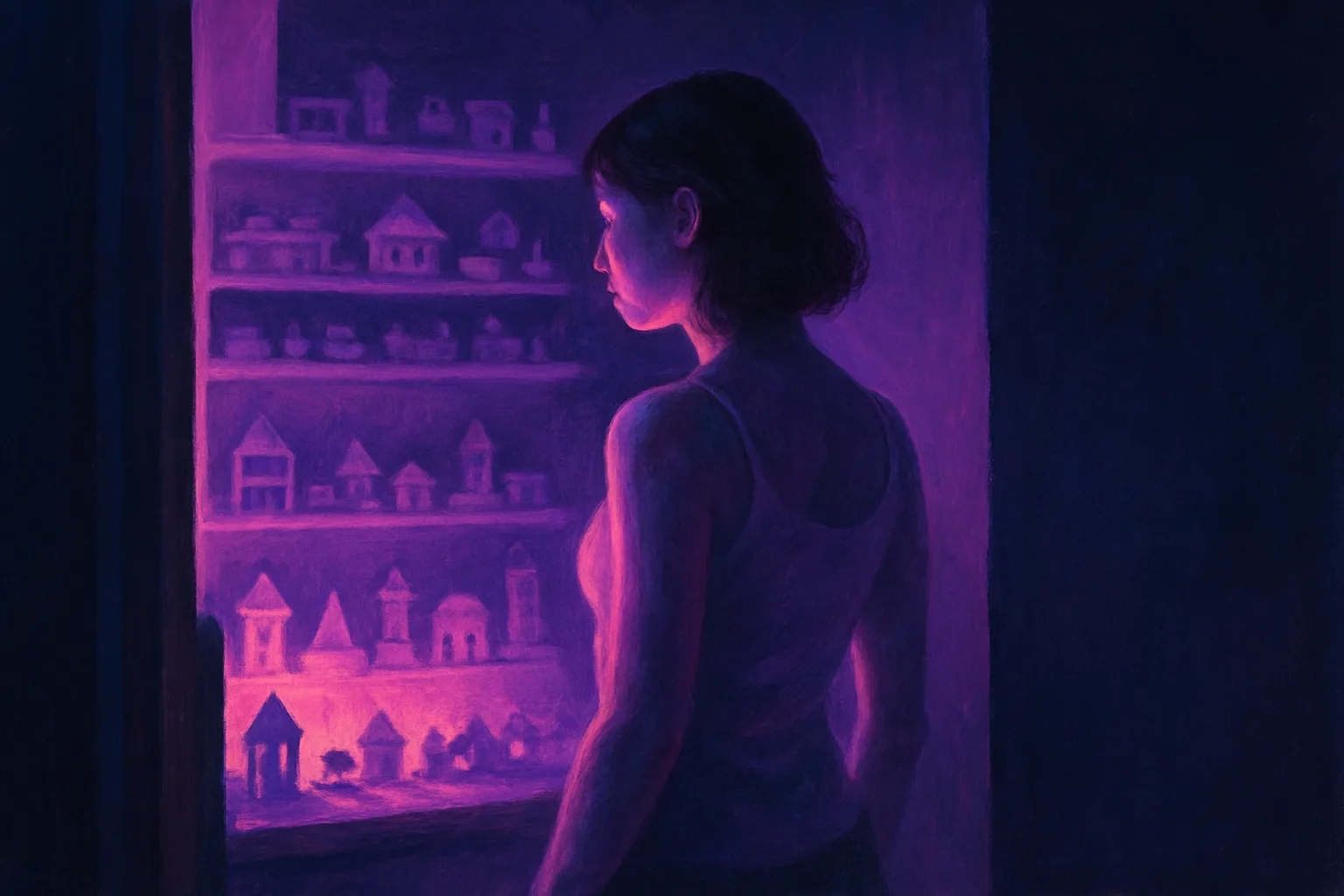 Artwork for "Coruscate off her skin", drawn from the lines: One day you'll echo the never-ending; Structures you built as a child