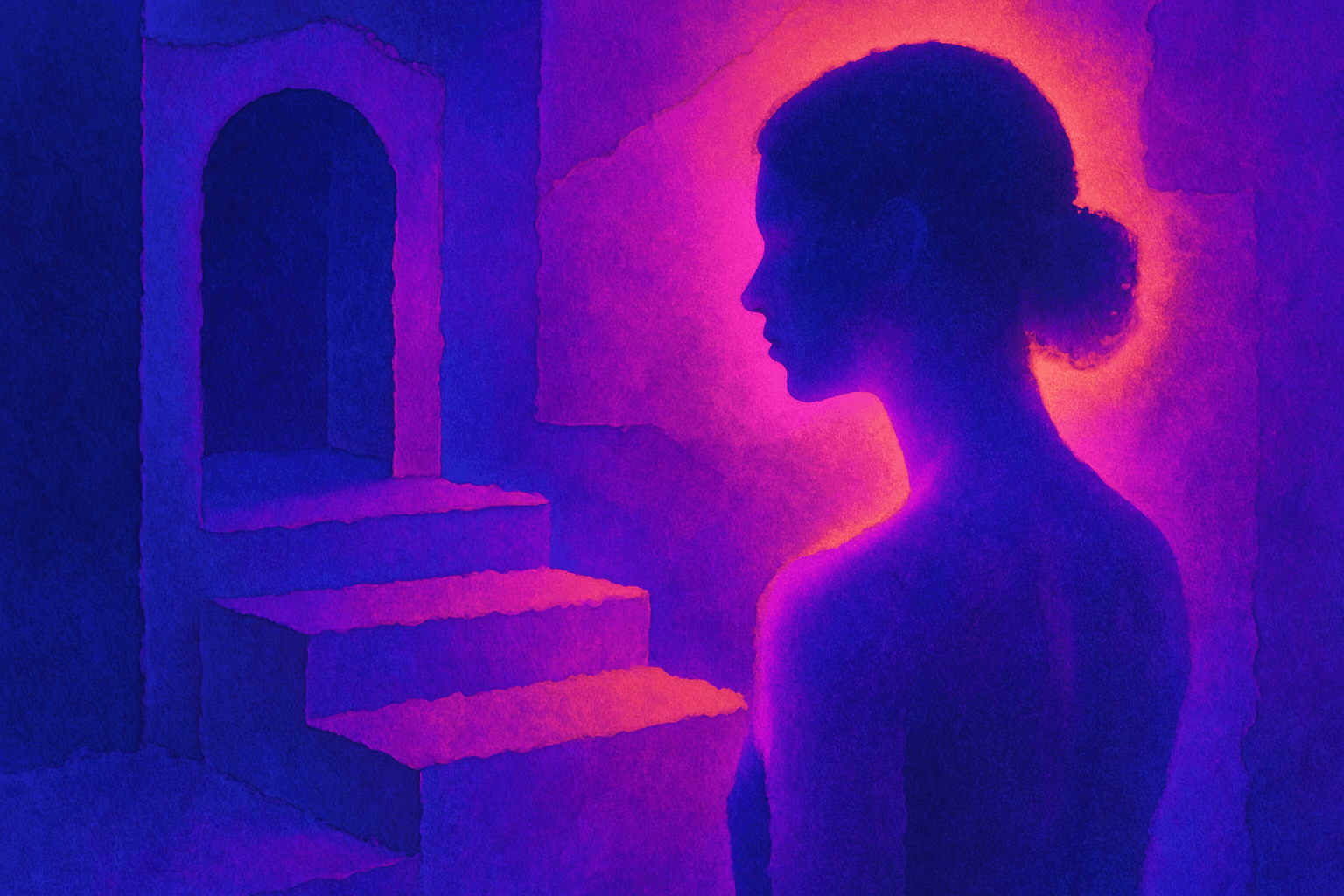 Visual interpretation of "Coruscate off her skin": One day you'll echo the never-ending; Structures you built as a child