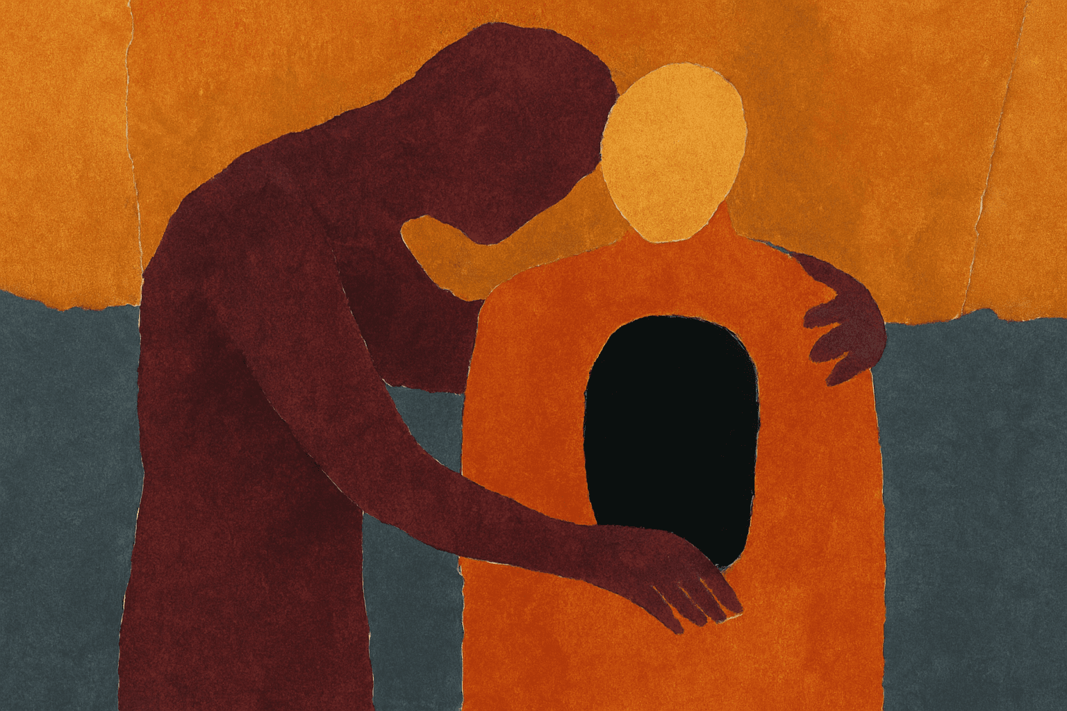 Visual interpretation of "Fill the shape": One day, you'll watch a friend receive; The help you never knew to ask for.