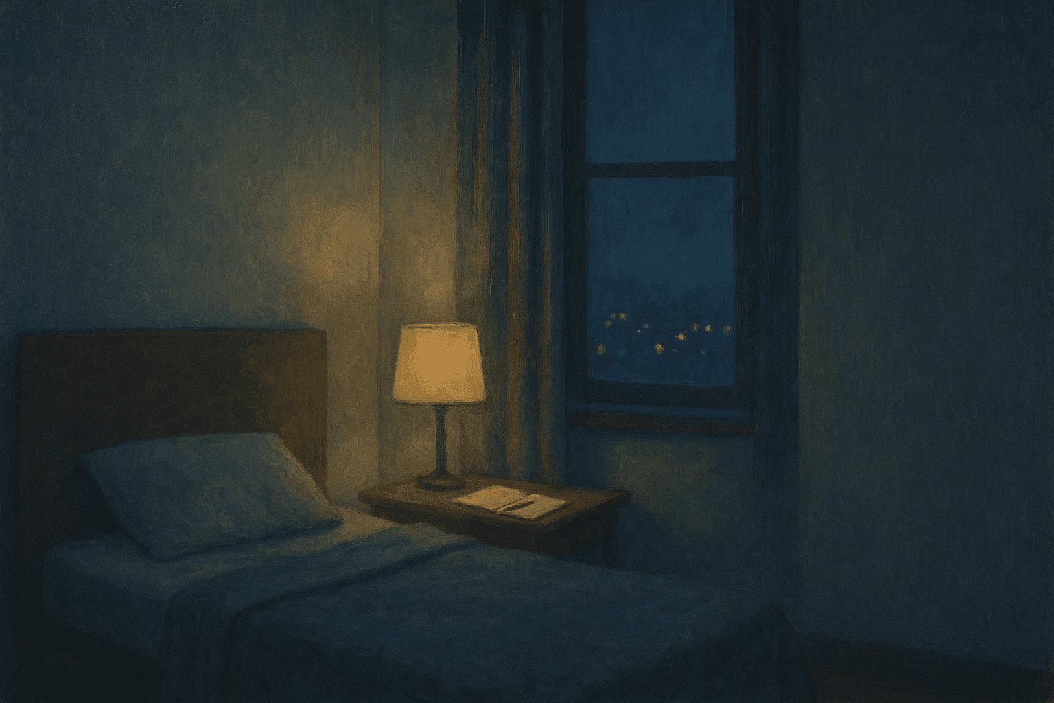 Visual interpretation of "How will you begin?": Nights, years—nights, years—; Alone in your bedroom,