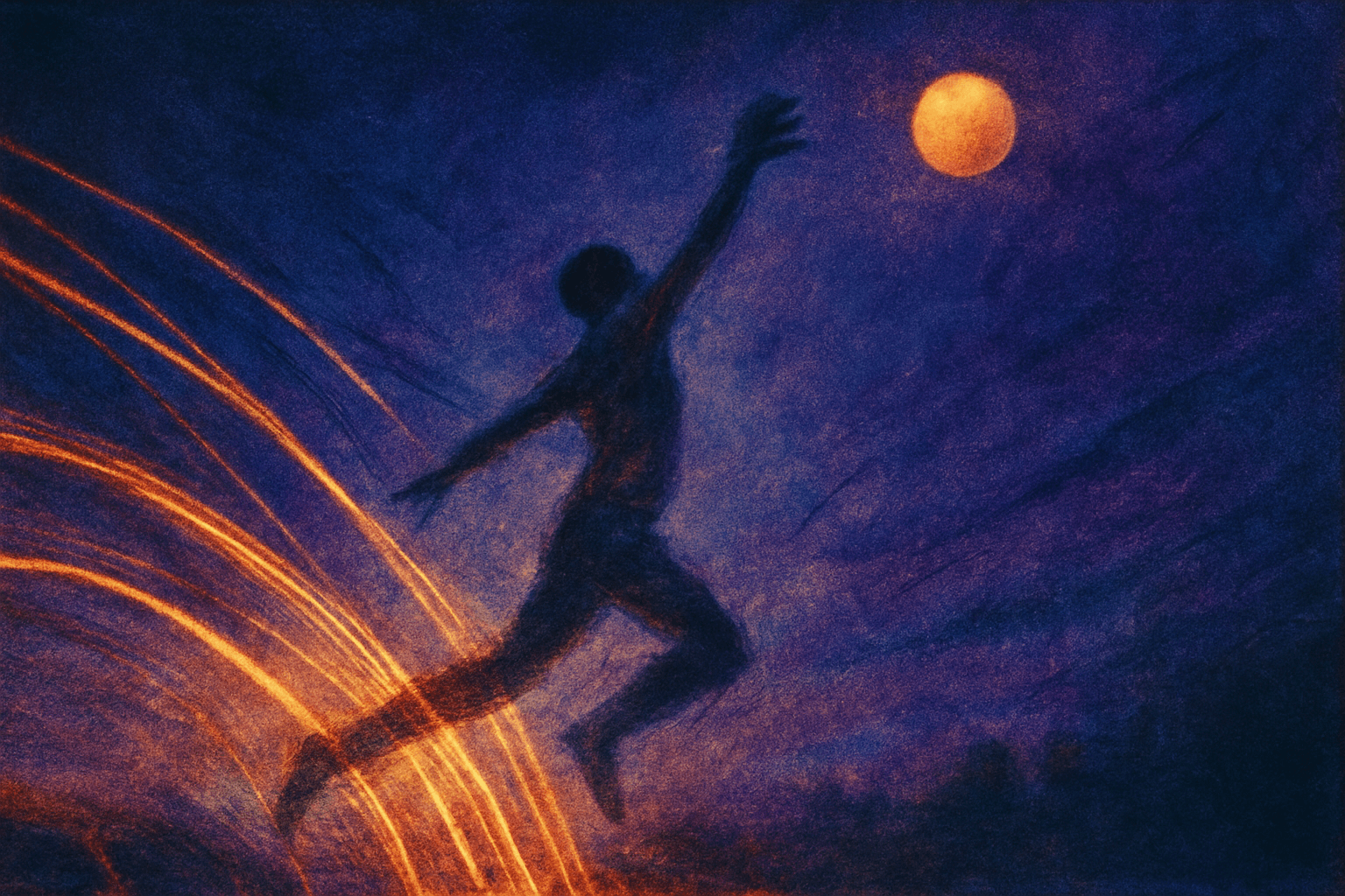 Visual interpretation of "In the ghost light": You jumped the fence; And ran.