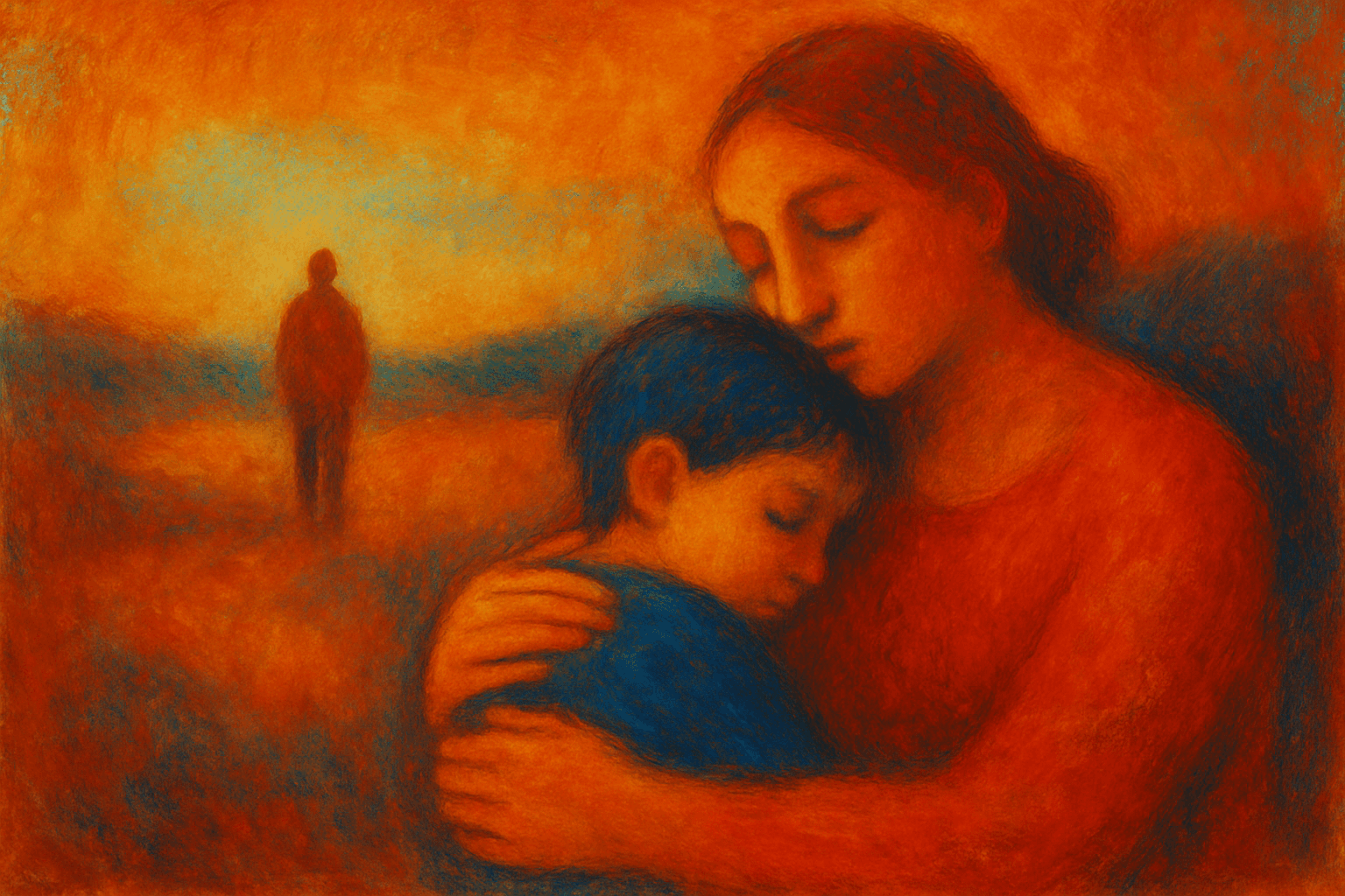 Visual interpretation of "In your arms": One day, when you're six years old; you may watch your Dad leave,