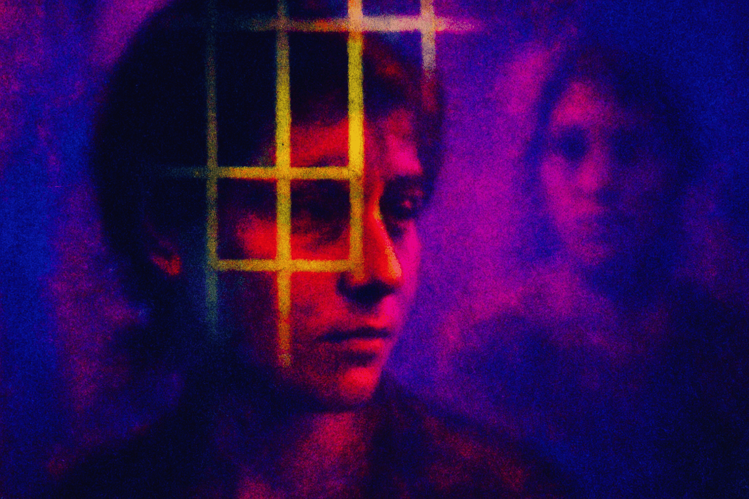 Visual interpretation of "Invisible prisons you locked yourself in": The long coupon bus rides; To the neon towers in the darkness.