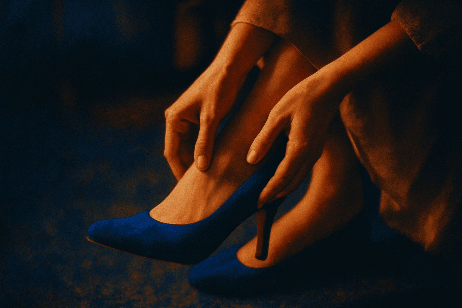 Visual interpretation of "Remember the feeling": You look down; At your wedding shoes, from so long ago,