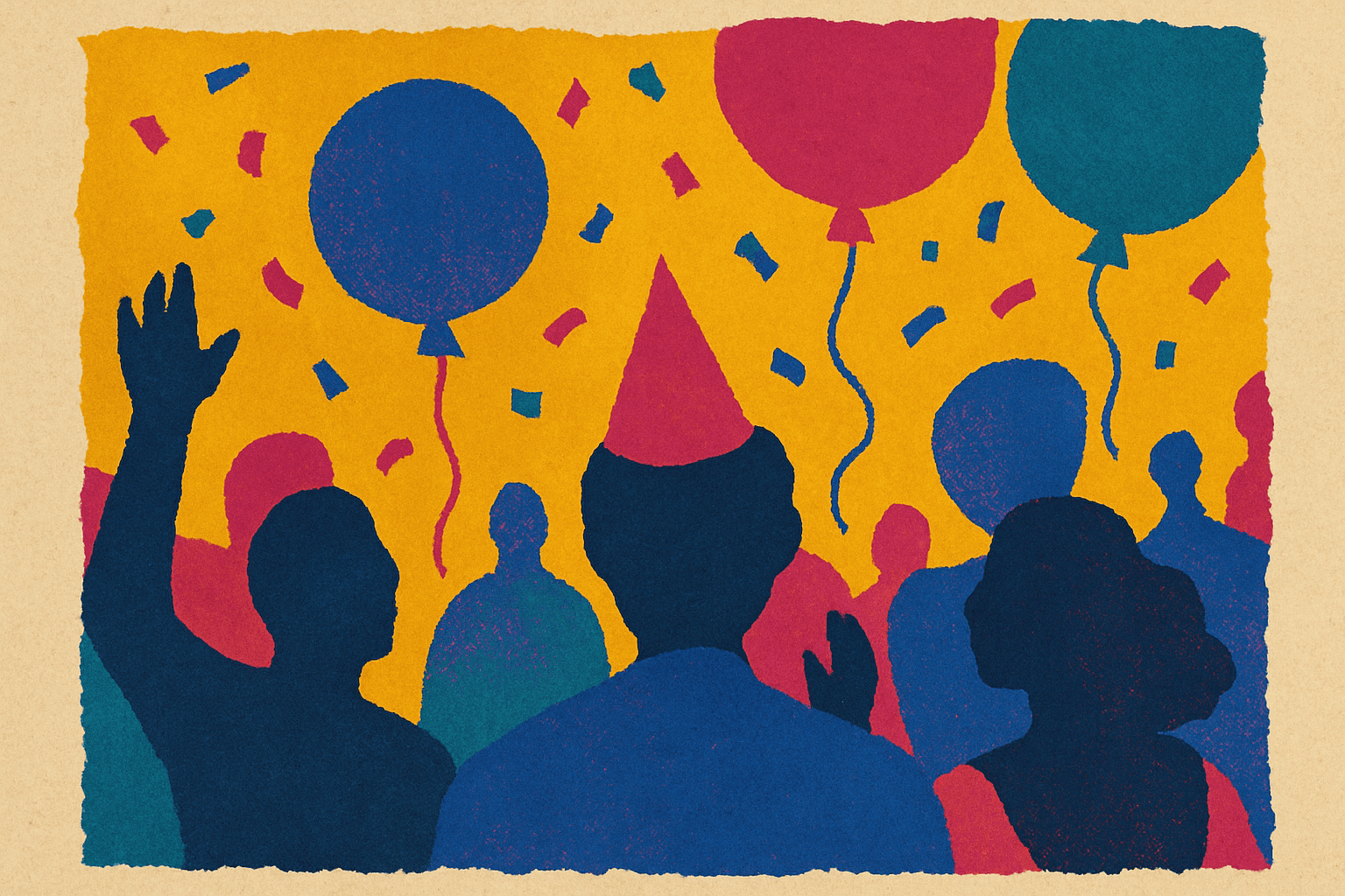 Visual interpretation of "The greatest party you've ever seen in your life": The blank, beige canvas stands before you—; Higher than your eyes,