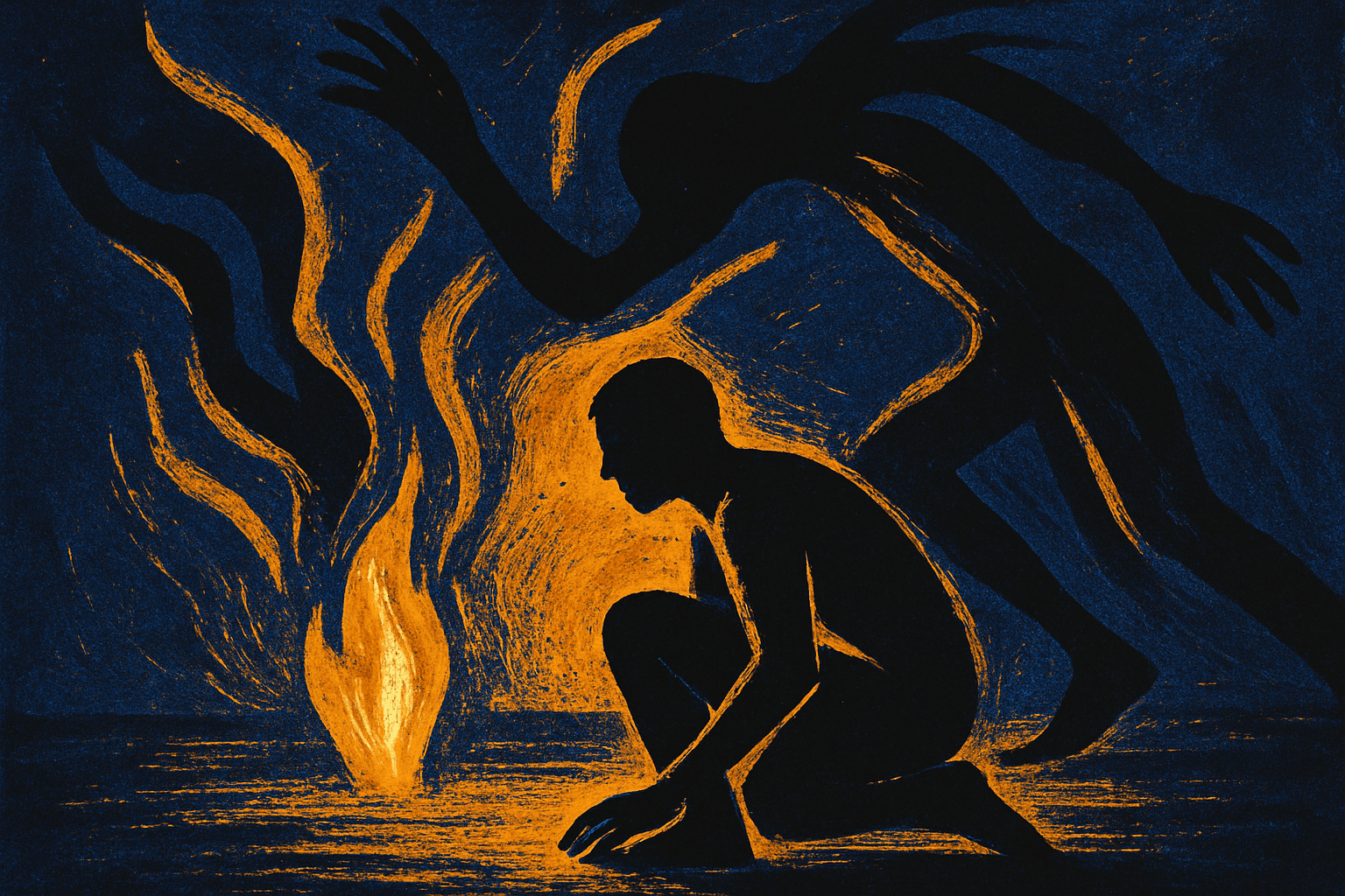 Visual interpretation of "The shadow dance for your escape": Shut your eyes when you know; you're trapped