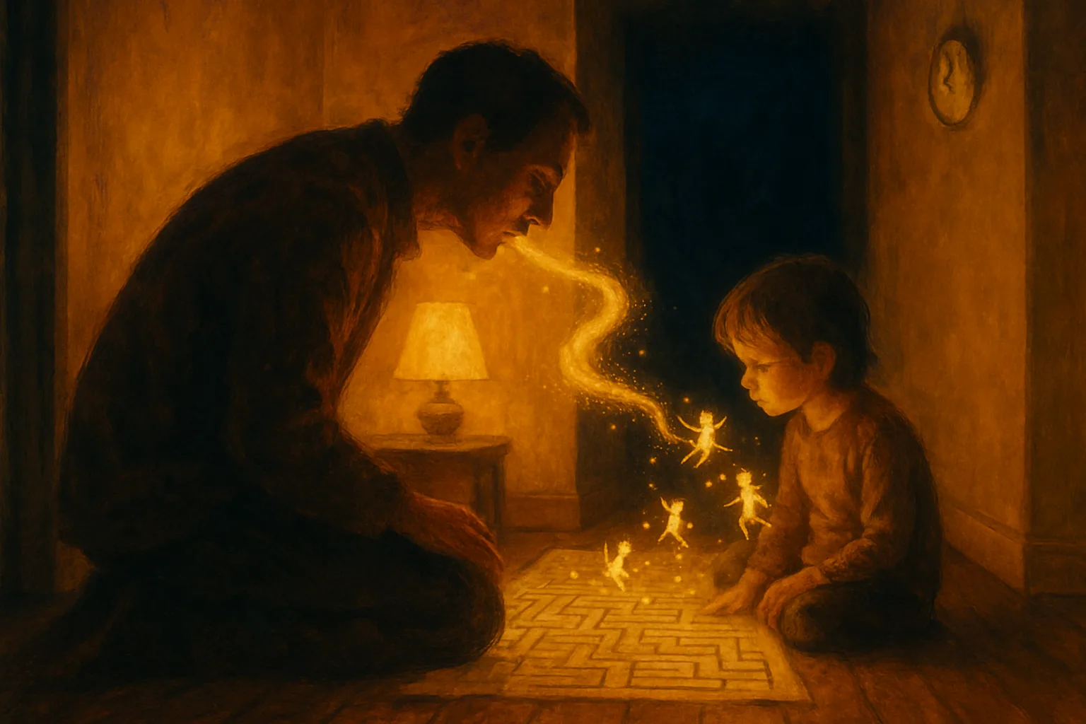 Artwork for "Your warm breath", drawn from the lines: There's something you will do,; Before the clock sweeps past nine,