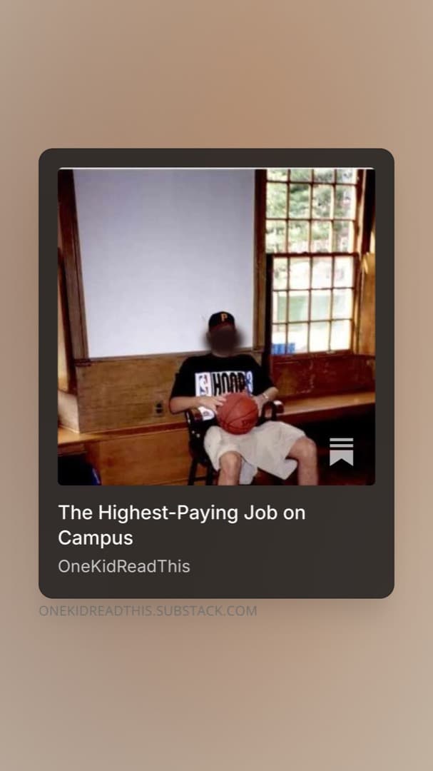 Cover for the essay 'The Highest-Paying Job on Campus' — a memoir piece around the poem 'Reunion'.
