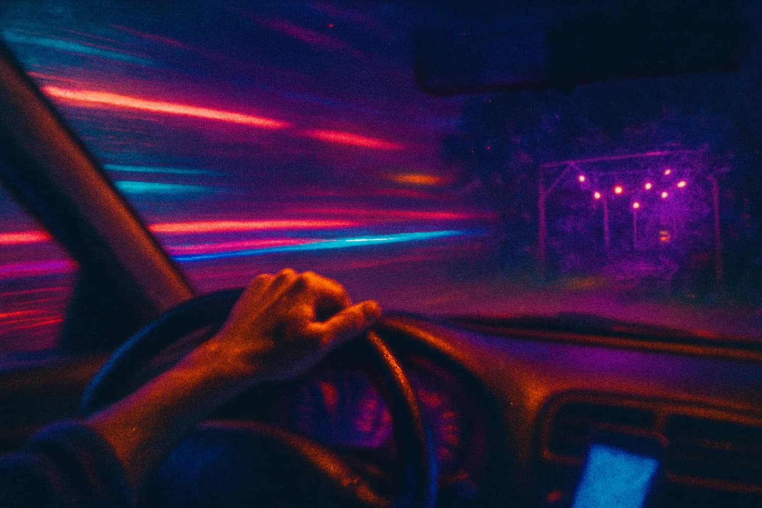 Artwork for "Off the Avenue", drawn from the lines: Oh, how I wished I could have been driving; Straight to you, on the long highway