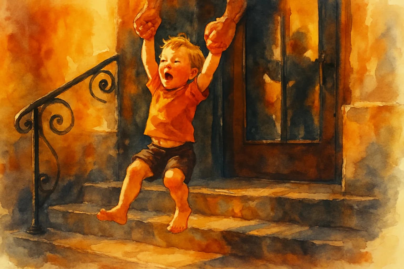 Artwork for "On the steps outside of music class", drawn from the lines: On the steps outside of music class; You taught me how to jump through time.