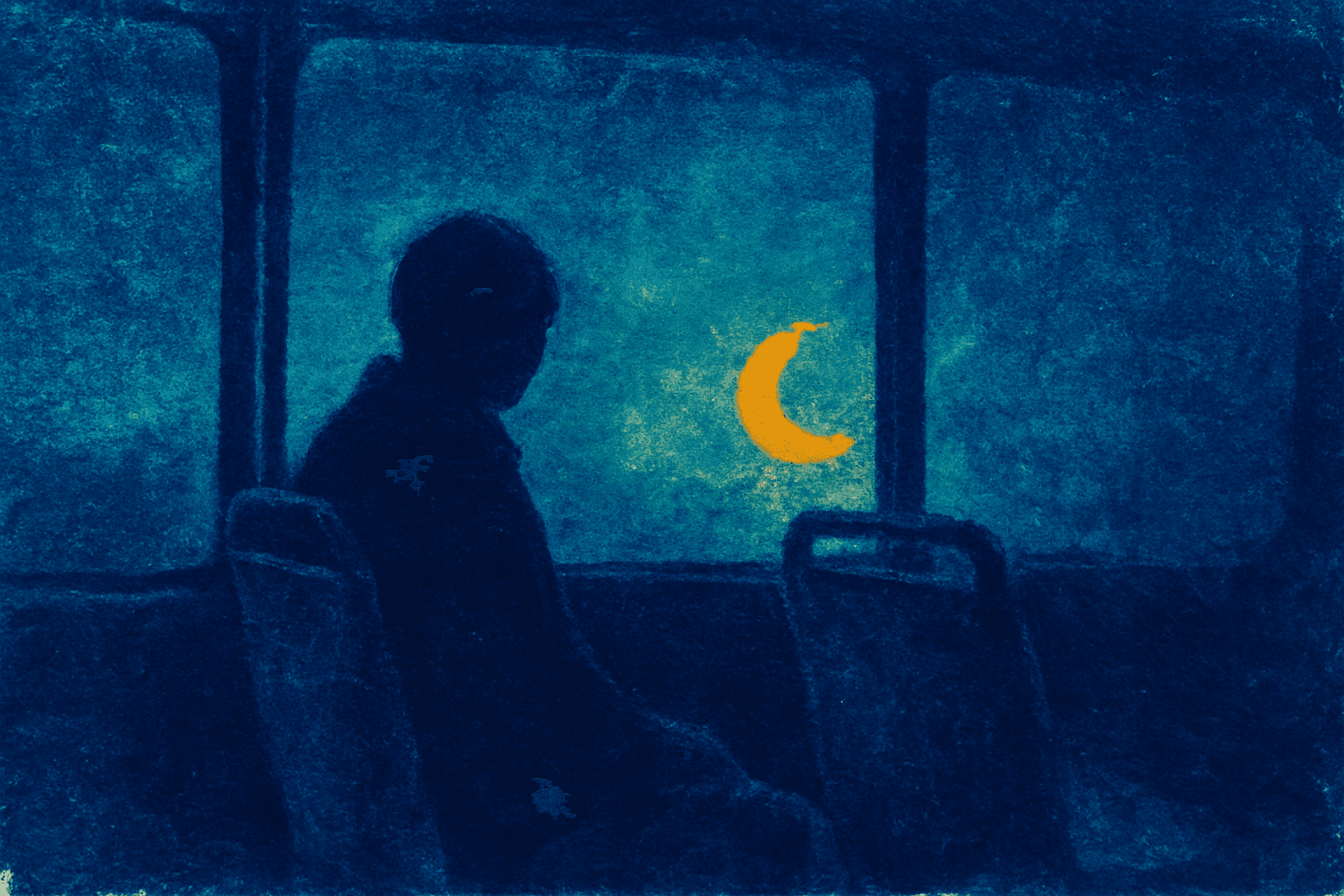 Visual interpretation of "The underground snake-ship,": The underground snake-ship,; The blue hour bus ride,