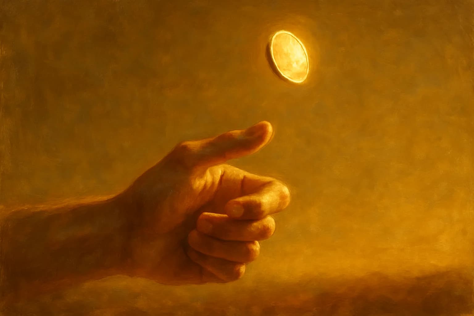Artwork for "A word is worth one coin. Silence is worth two.", drawn from the lines: Sometimes, you just have to; let go.