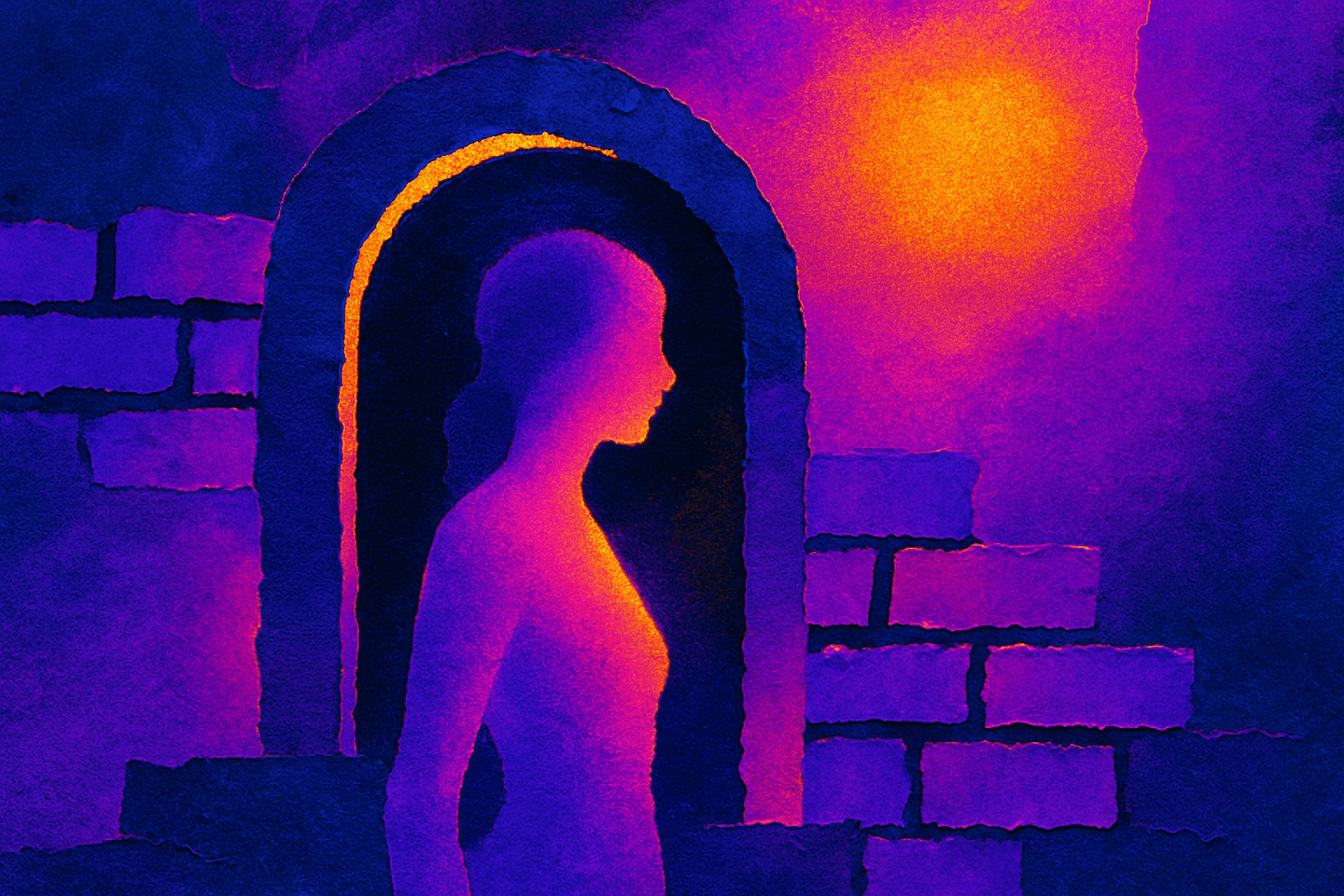 Visual interpretation of "Coruscate off her skin": One day you'll echo the never-ending; Structures you built as a child