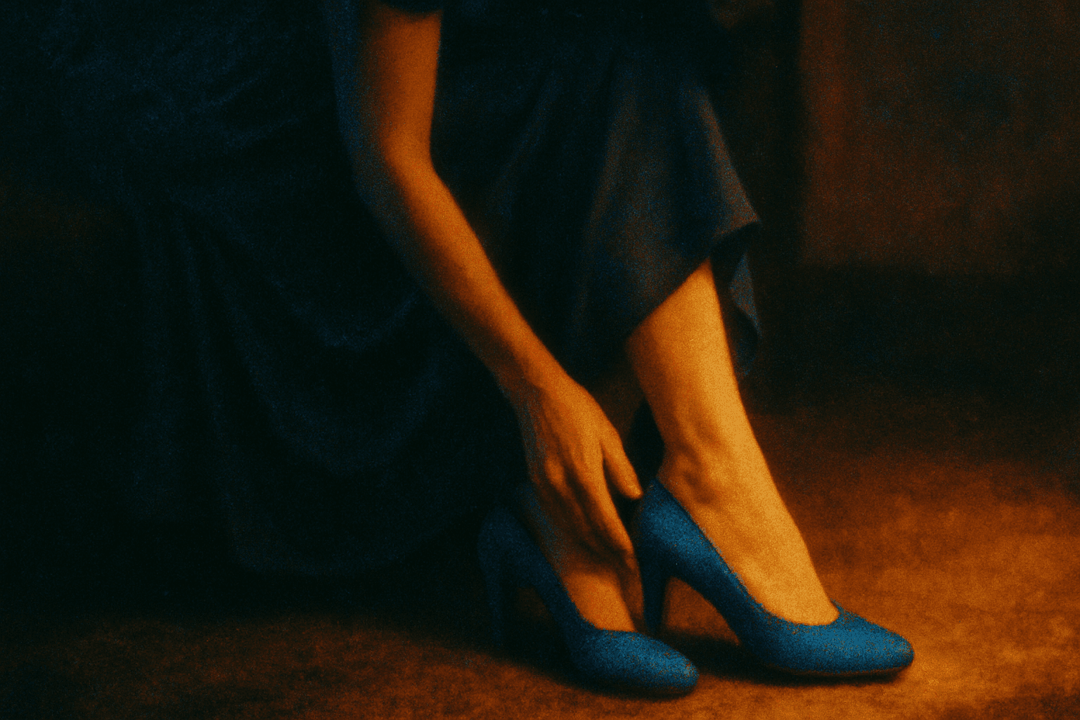 Visual interpretation of "Remember the feeling": You look down; At your wedding shoes, from so long ago,