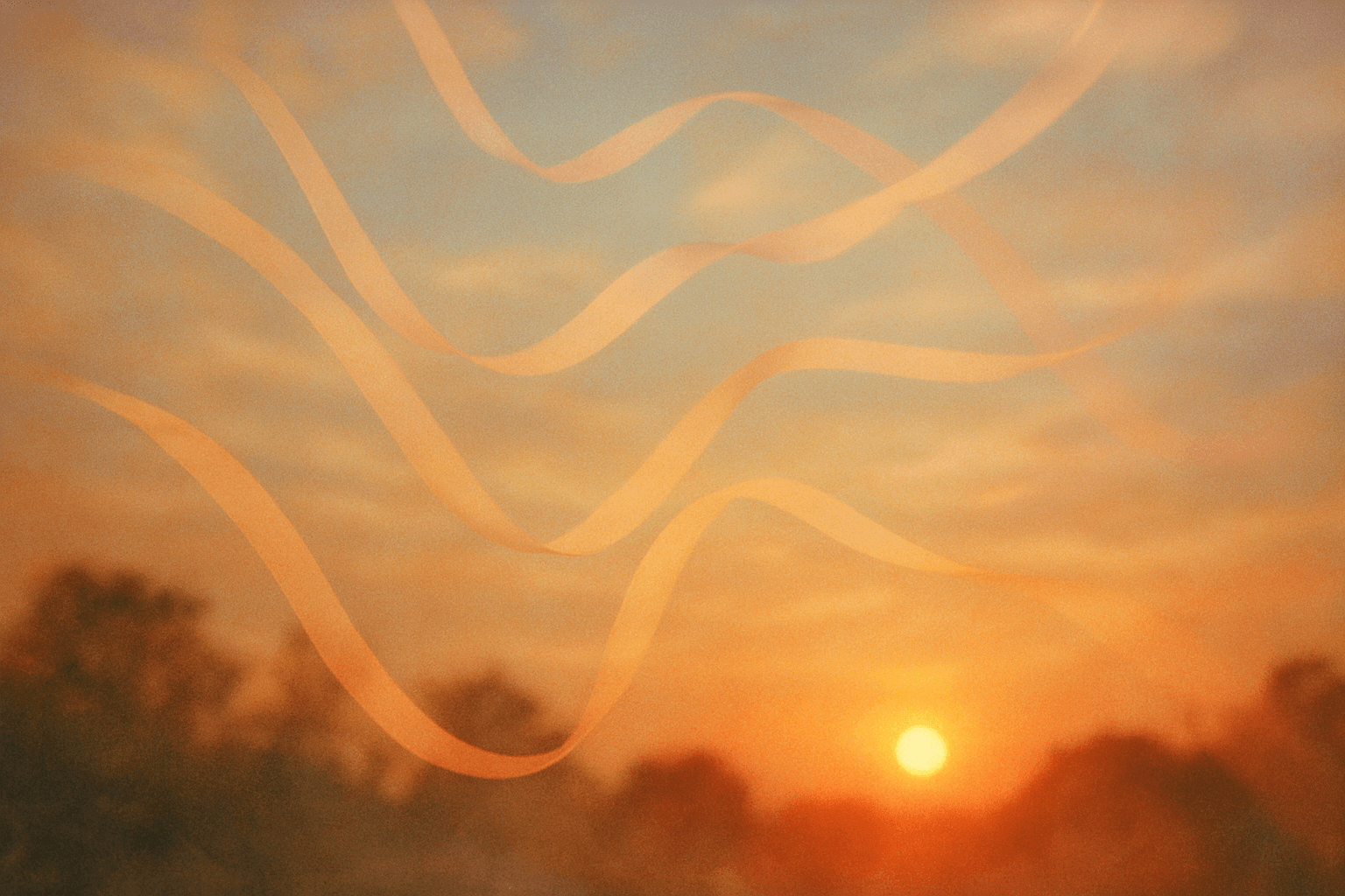 Visual interpretation of "Ribbons": Ribbons unfurl and dance across; your field of vision in the sunshine, their curls