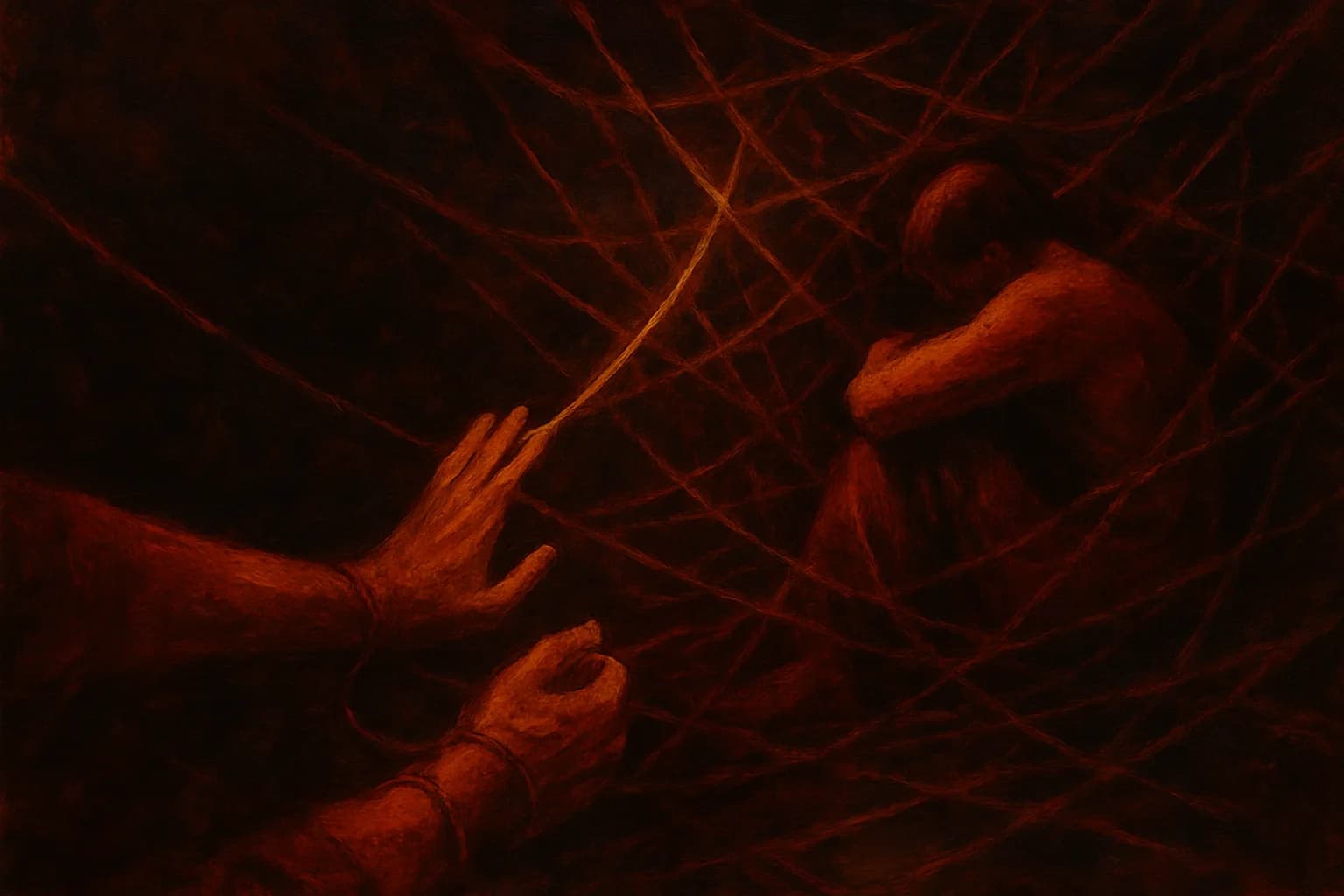 Artwork for "Tangled up inside", drawn from the lines: It's not someone else's job; To find the thread that wove