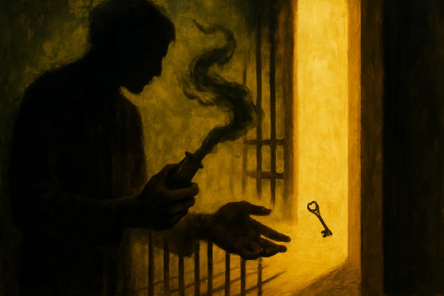 Artwork for "The real prison", drawn from the lines: Don't let your power of choice; be consumed by the bitterness